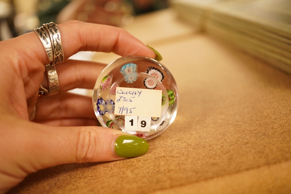 A small Clichy millefiori glass paperweight, 4cm in diameter